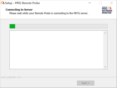 Remote Probe Setup Connecting to the PRTG Core Server