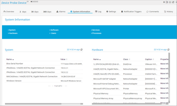 System Information Tab on a Windows Device