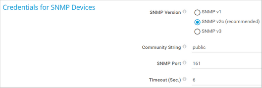 Credentials for SNMP Devices