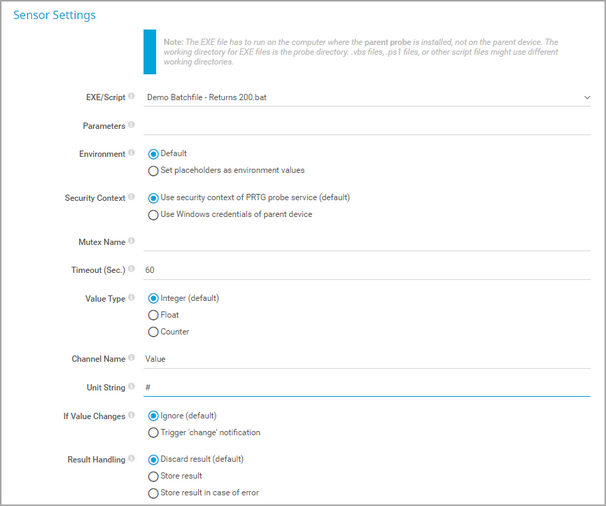 Sensor Settings