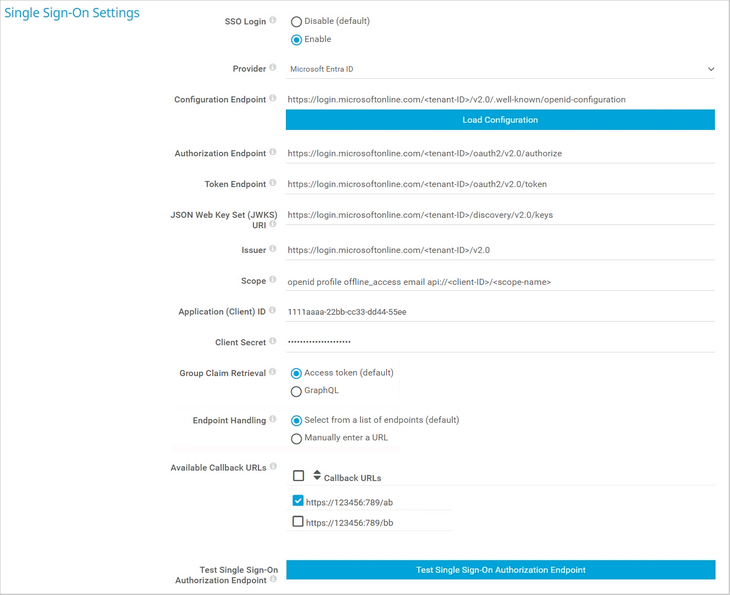 Single Sign-On Settings